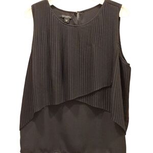 "METAPHOR", Like new, Black Sleeveless Layered Blouse. Sz.L.,100%Polyester